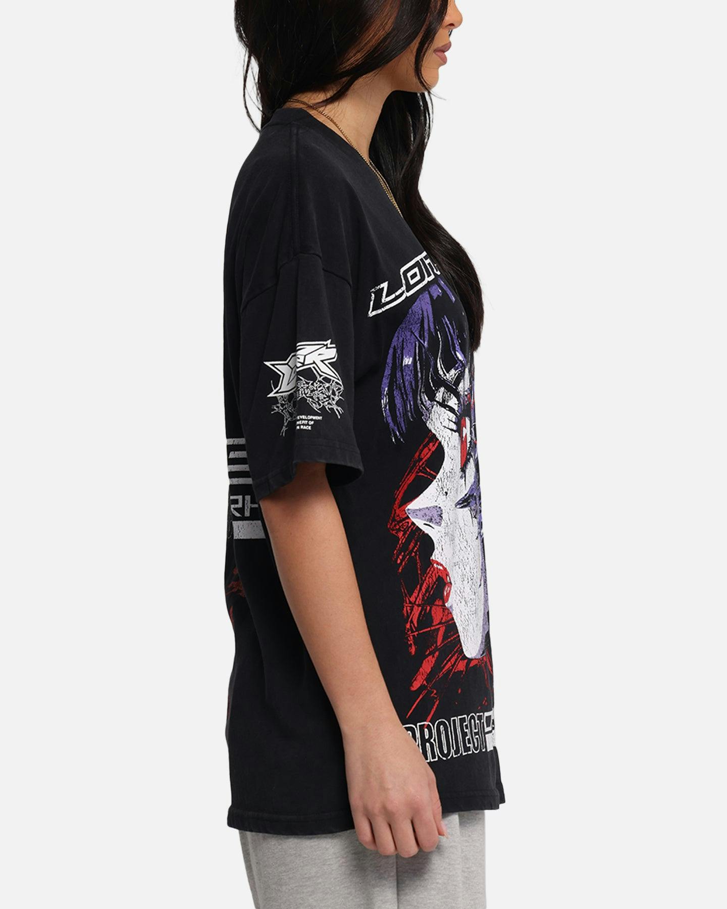 Loiter Cybernetics Vintage T-Shirt Black Acidwash