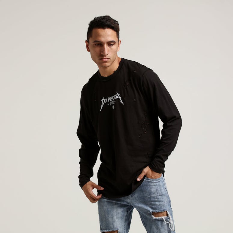 Dxpe Chef Distressed Insignia Rock L/S Tee Black
