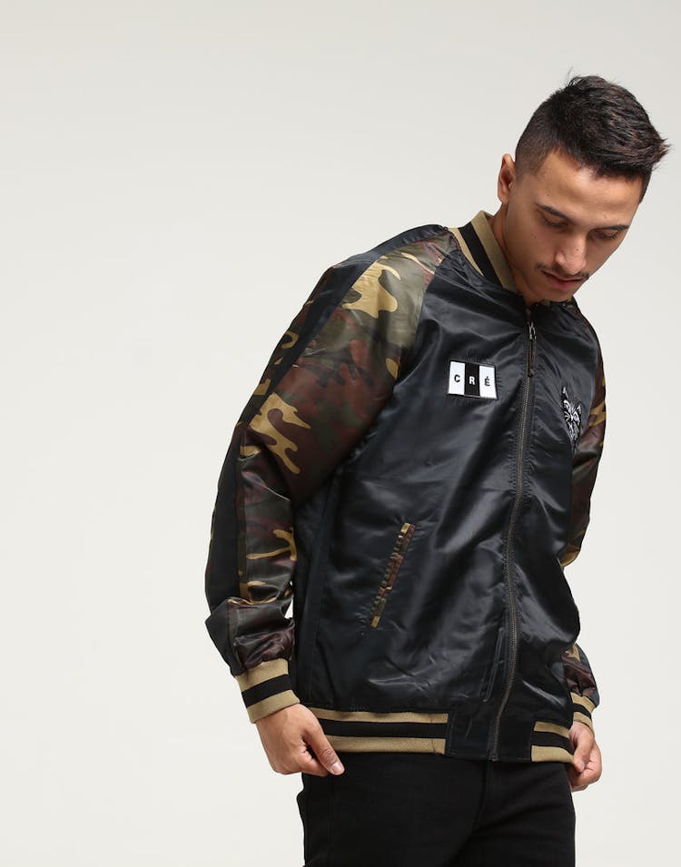 Carré Felin Souvenir Varsity Jacket Black/Camo