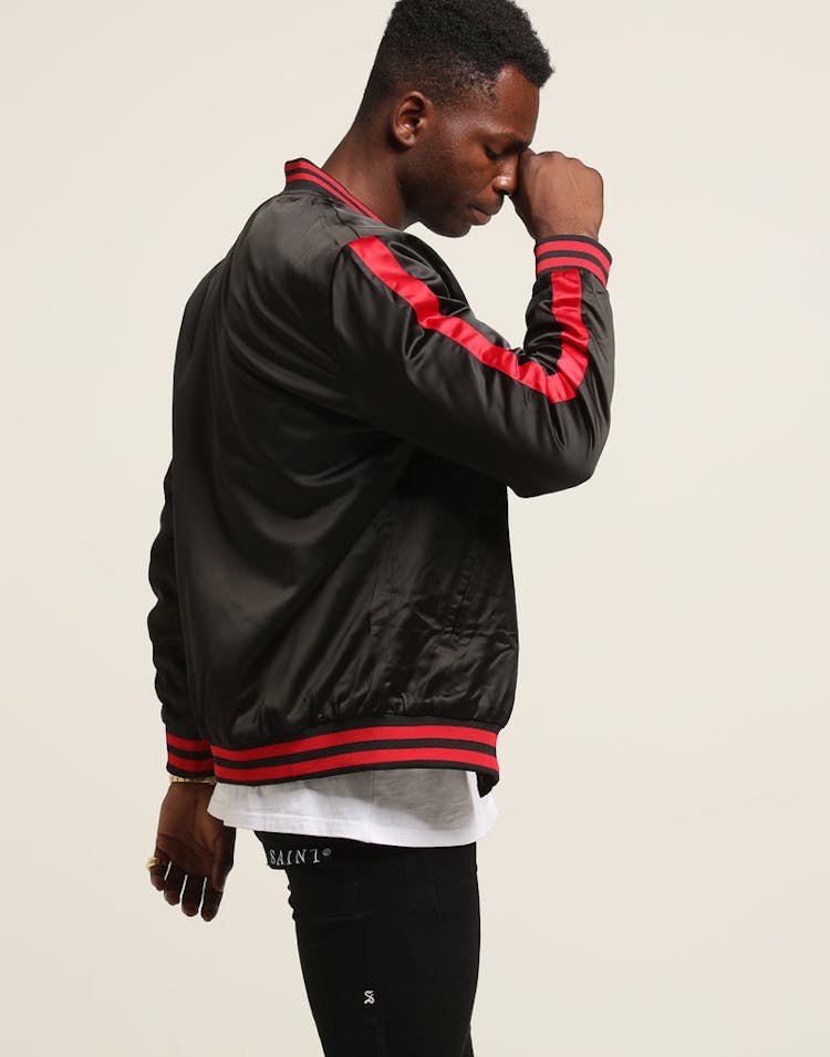 New Slaves Varsity Bomber Jacket Black/Red