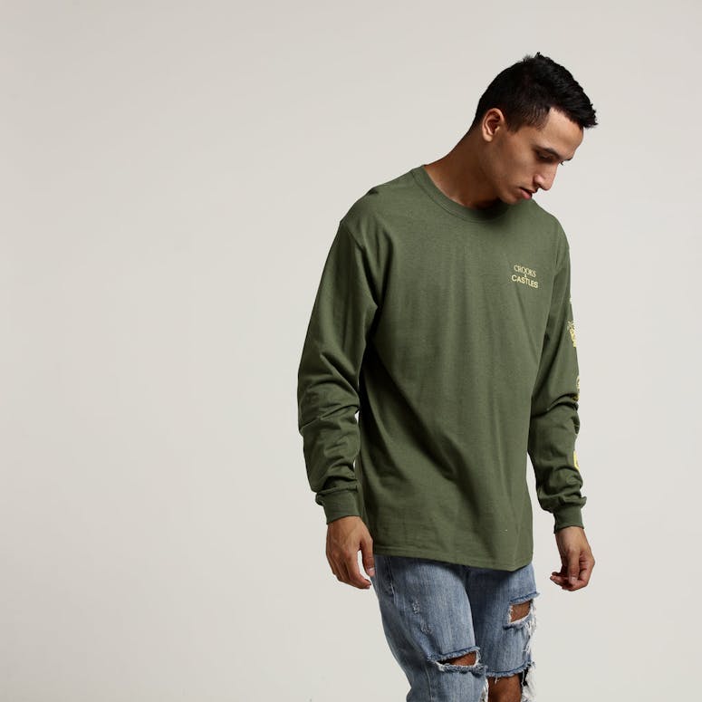 Crooks & Castles Etching Knit LS Tee Khaki Green
