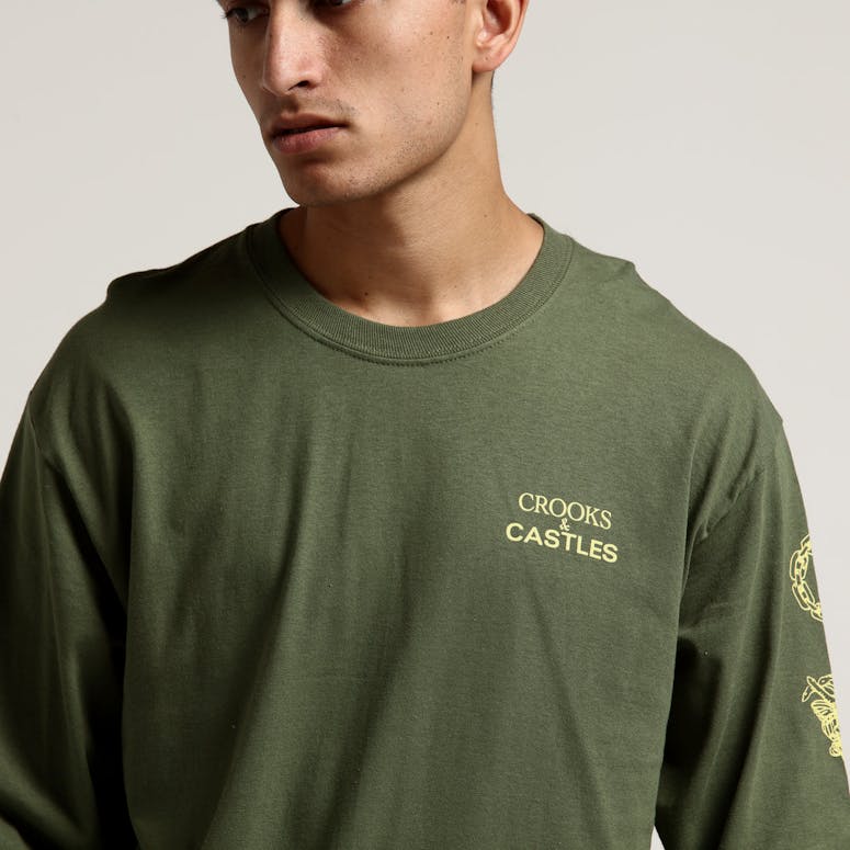 Crooks & Castles Etching Knit LS Tee Khaki Green