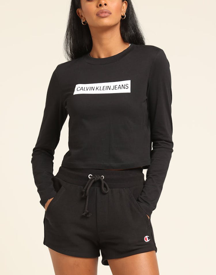 Calvin Klein Women's Institutional Box Crop Fit Black/White