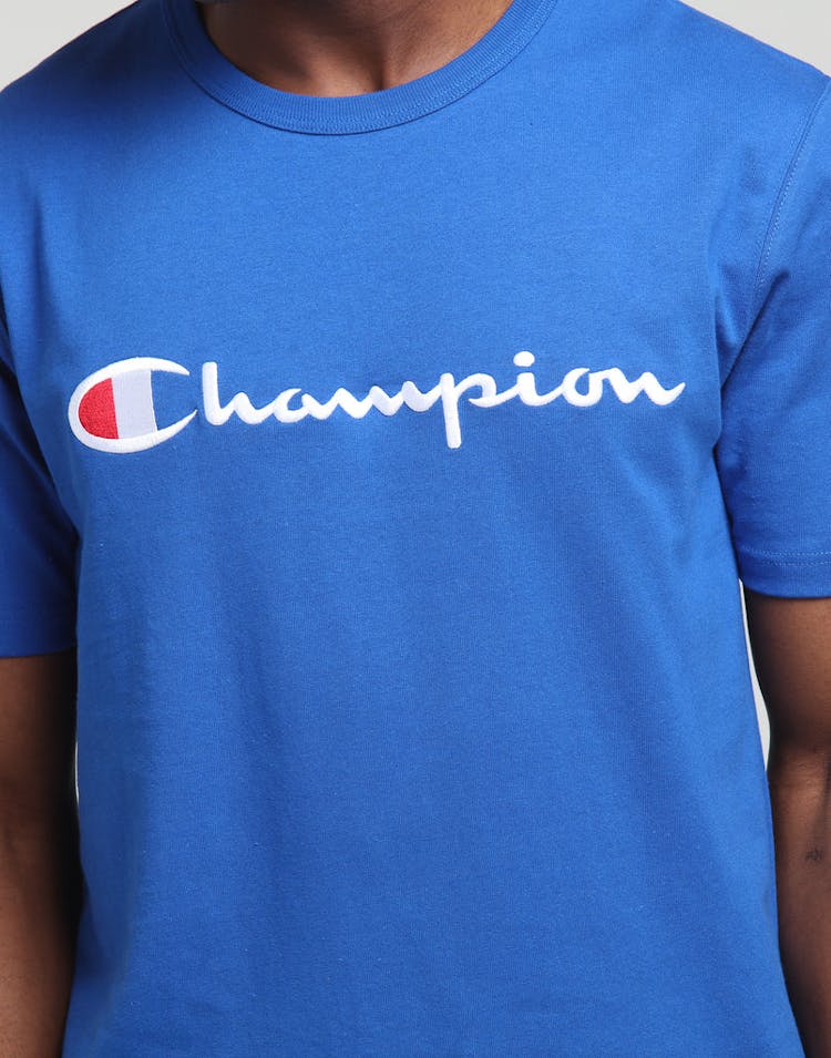 Champion Heritage Script Tee Blue