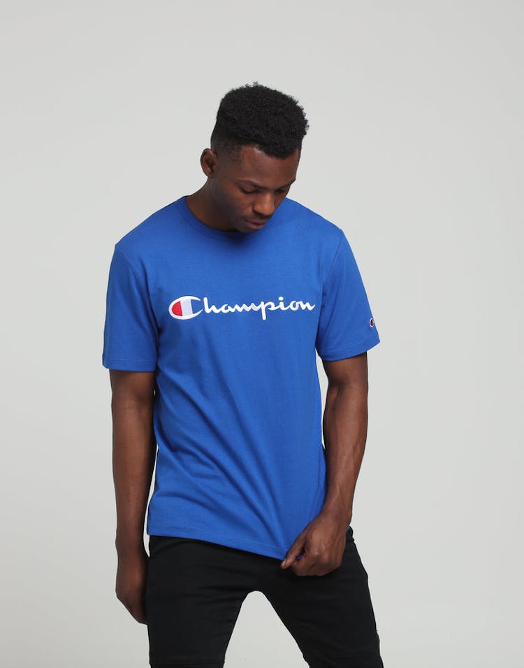Champion Heritage Script Tee Blue