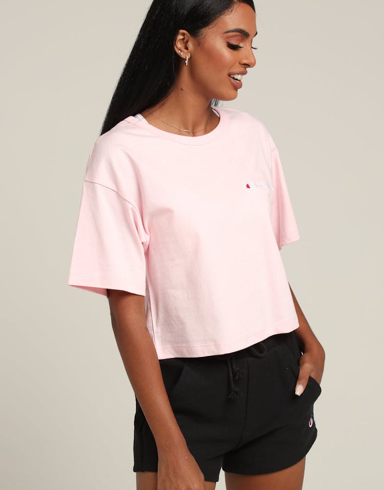 Champion Women's Heritage Tee Mini Script Pink