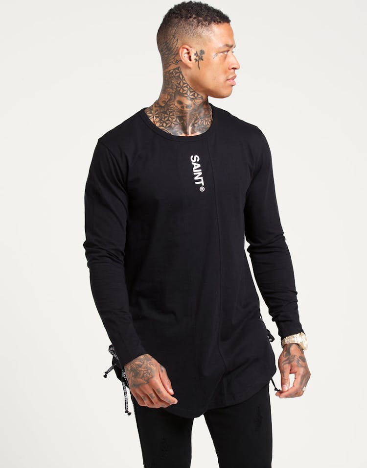 Saint Morta Transfer LS Rope Panel Tee Black