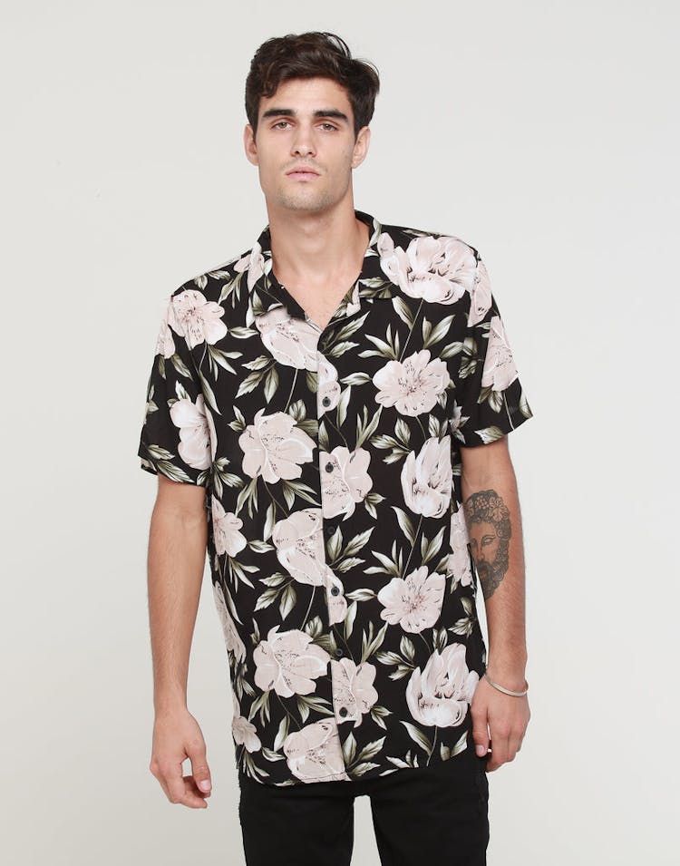 New Slaves White Russian Button Up Shirt Black/Grey