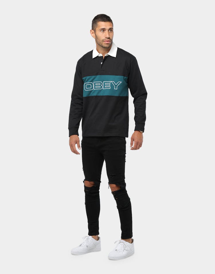 Obey Ignite Classic Polo LS Black/Multi-Coloured