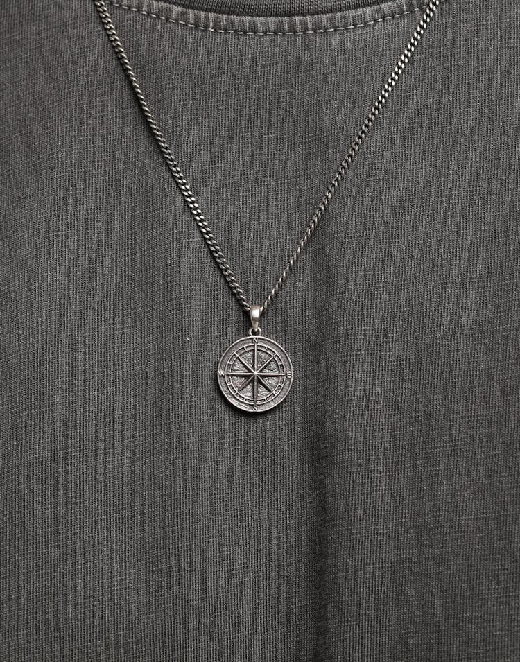 District Goods Compass Necklace Silver