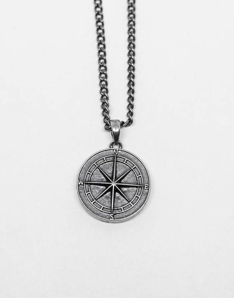 District Goods Compass Necklace Silver