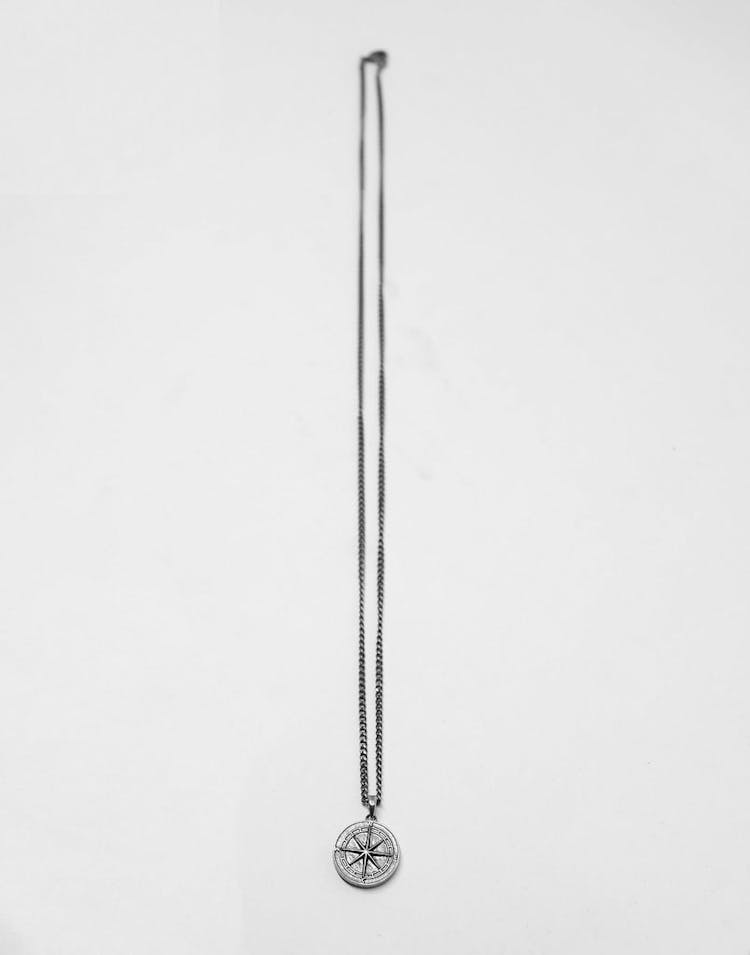 District Goods Compass Necklace Silver