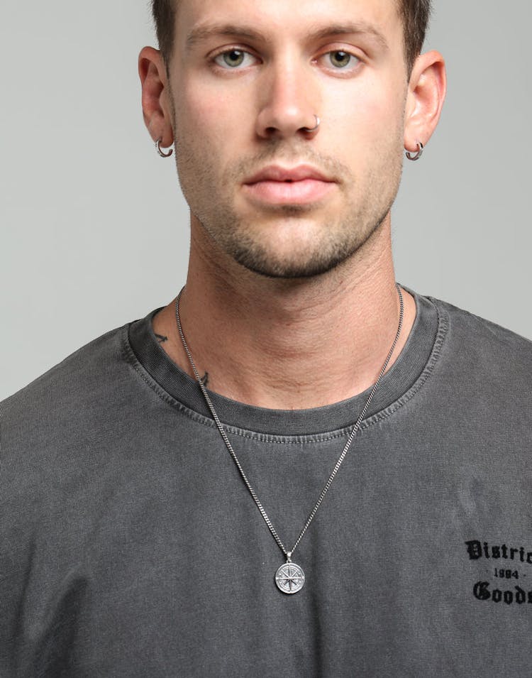 District Goods Compass Necklace Silver