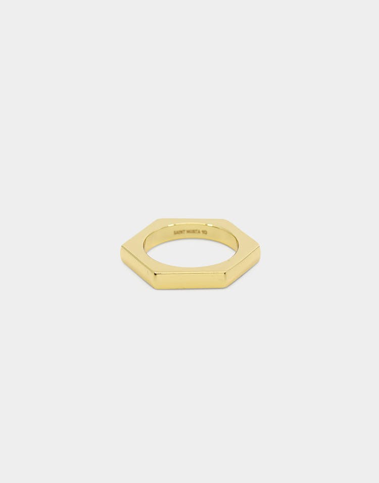 Saint Morta 4MM Hex Ring Gold