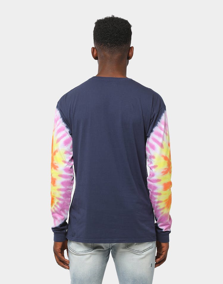 Khalid Merch Free Spirit Tie Dye LS Tee Navy/Multi-Coloured