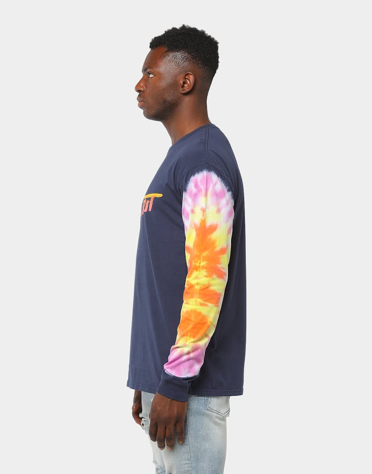 Khalid Merch Free Spirit Tie Dye LS Tee Navy/Multi-Coloured