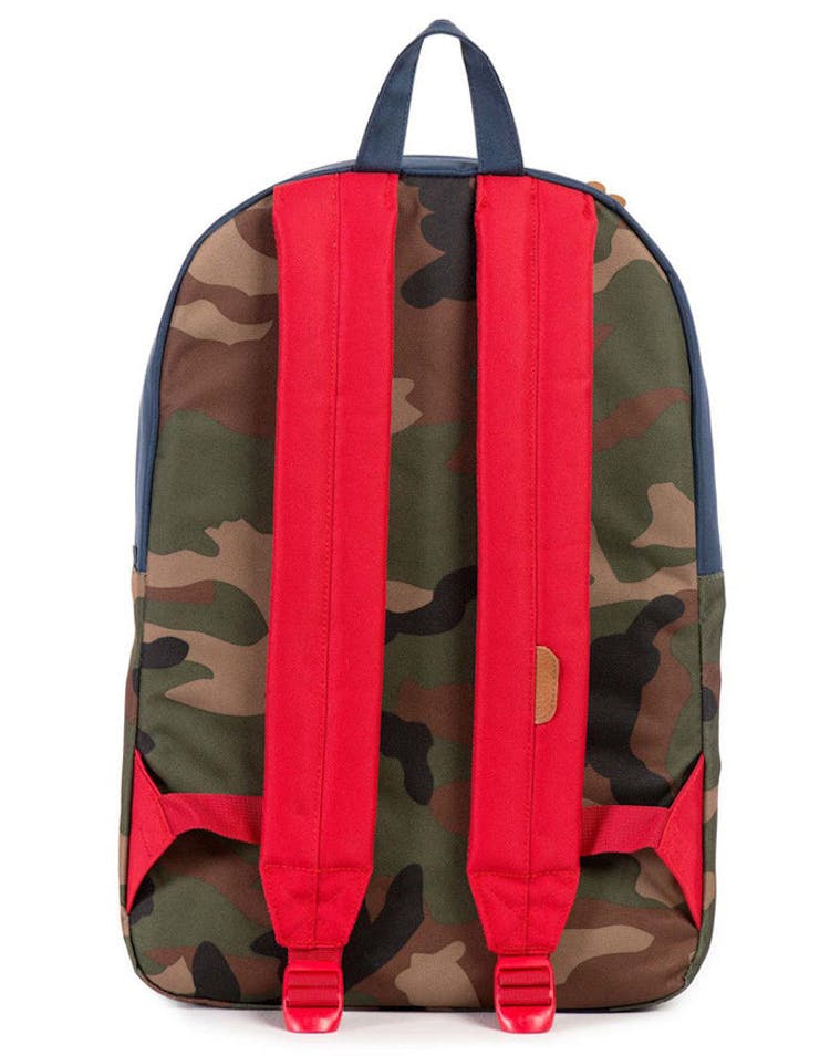 Heritage Leather Backpack Navy/camo/red
