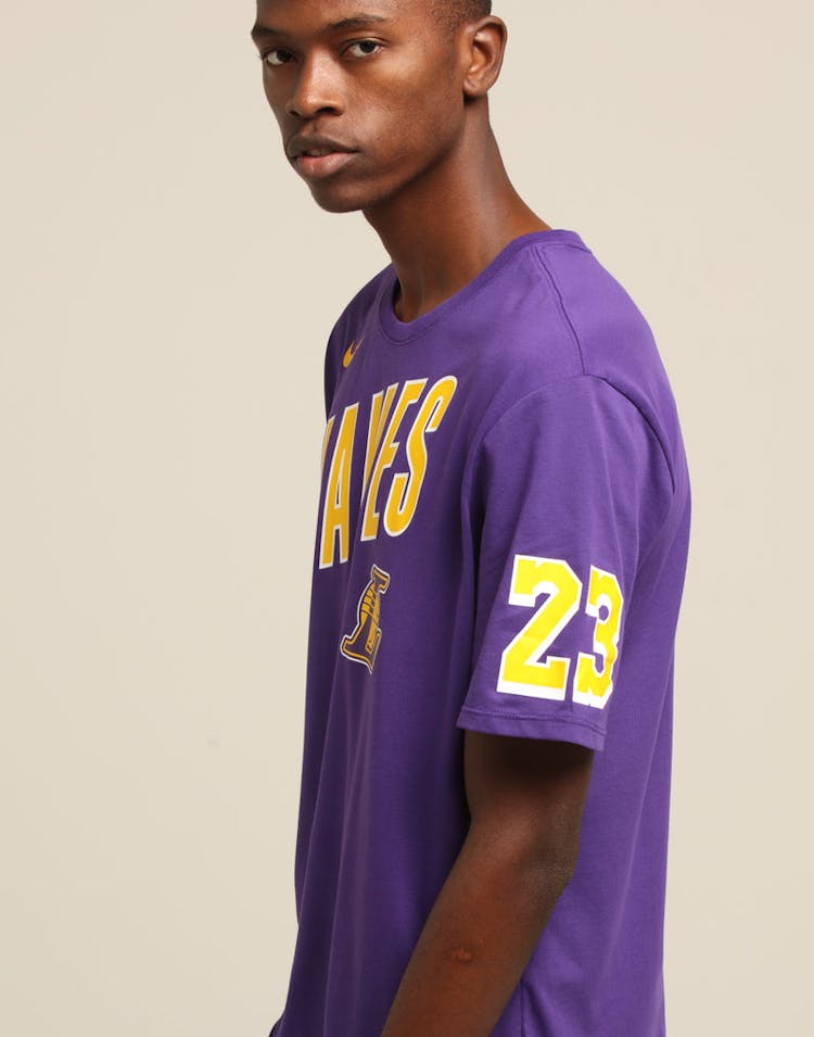Nike Los Angeles Lakers LeBron James #23 Dri Fit Tee Purple