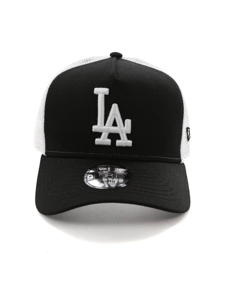 New Era Youth Los Angeles Dodgers 9FORTY A-Frame Trucker Snapback Black/White