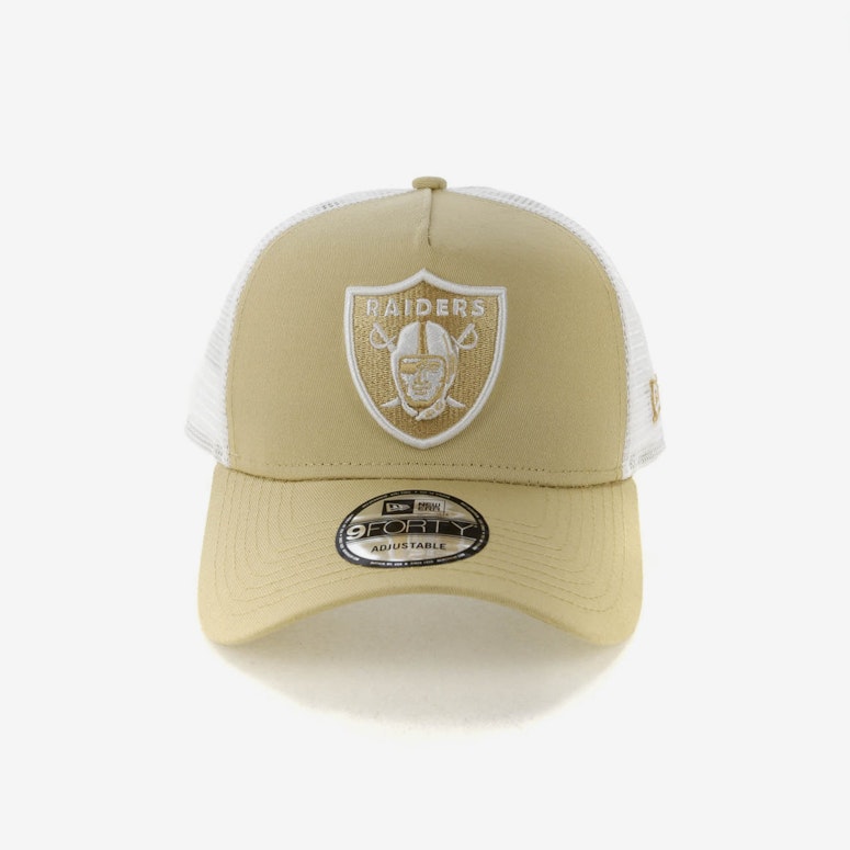 New Era Raiders 9FORTY A-Frame Trucker Snapback Nude/White