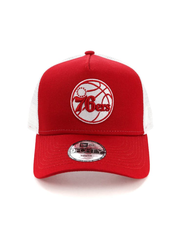 New Era Youth Philadelphia 76ers 9FORTY A-Frame Trucker Scarlet/White