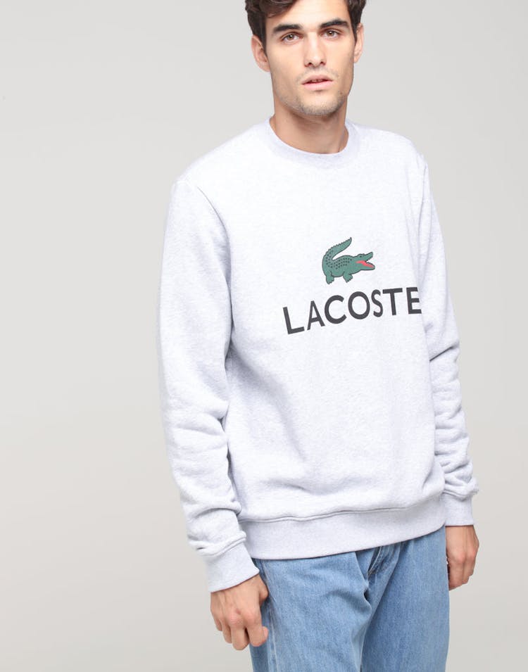Lacoste Crew Neck Logo Sweat Silver