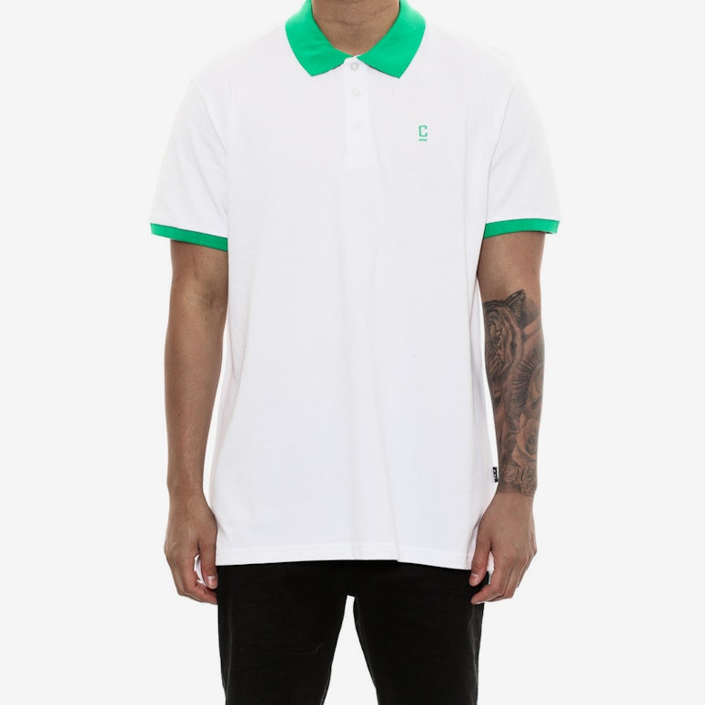 Carre Pique Polo Short Sleeve Tee White/green