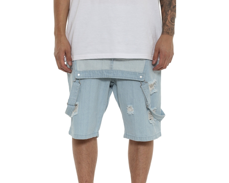 Saint Morta Buct Bib Overall Short Light Blue Wash