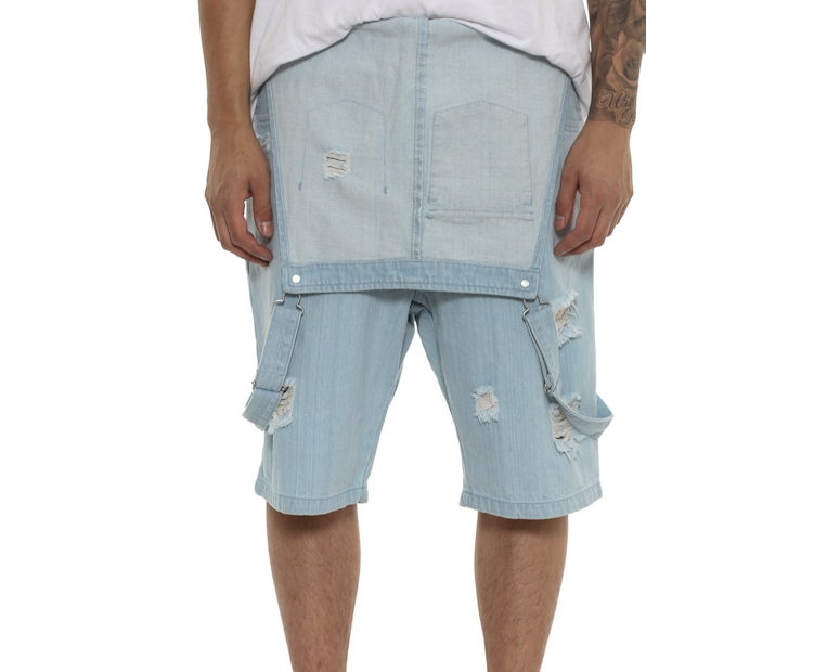 Saint Morta Buct Bib Overall Short Light Blue Wash