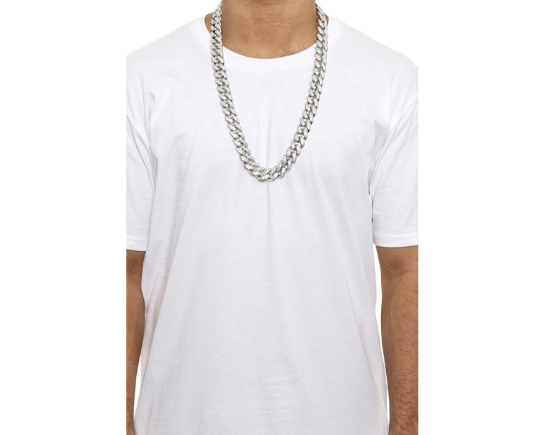 The GLD Shop Diamond Cuban Link Chain 19mm White Gold
