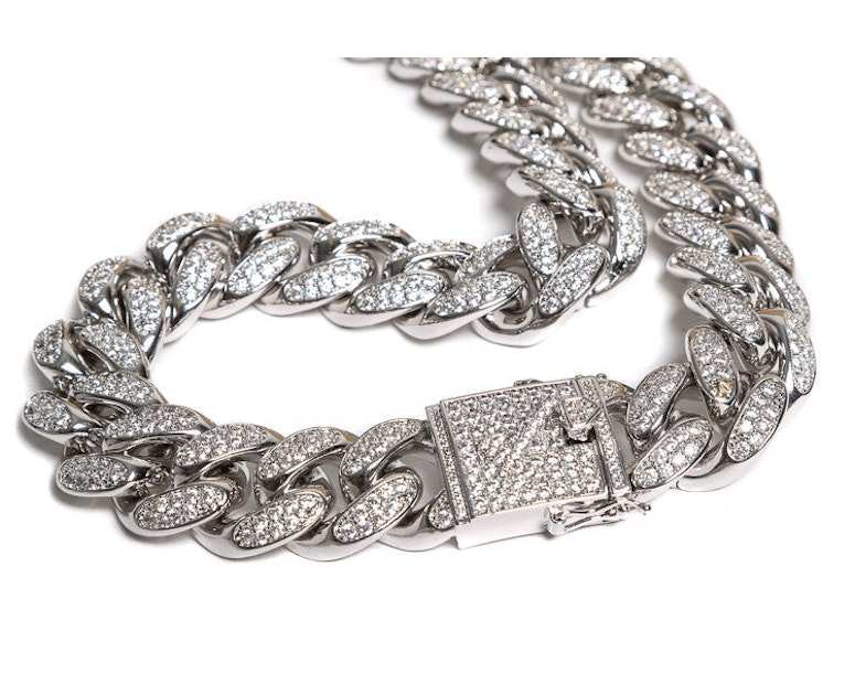 The GLD Shop Diamond Cuban Link Chain 19mm White Gold