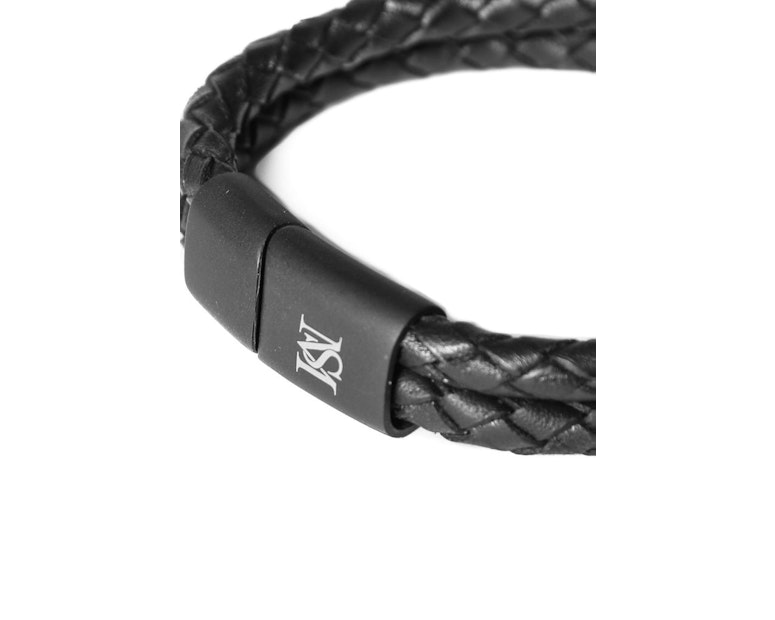 Saint Morta Braided Dual Leather Bracelet Black