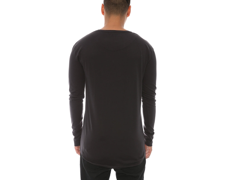 Sik Silk Destroyed Curved Hem Tee Washed Black