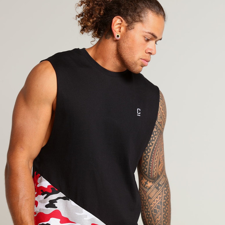 Carré Camo Diagonal Muscle Tee Red Camo/Black