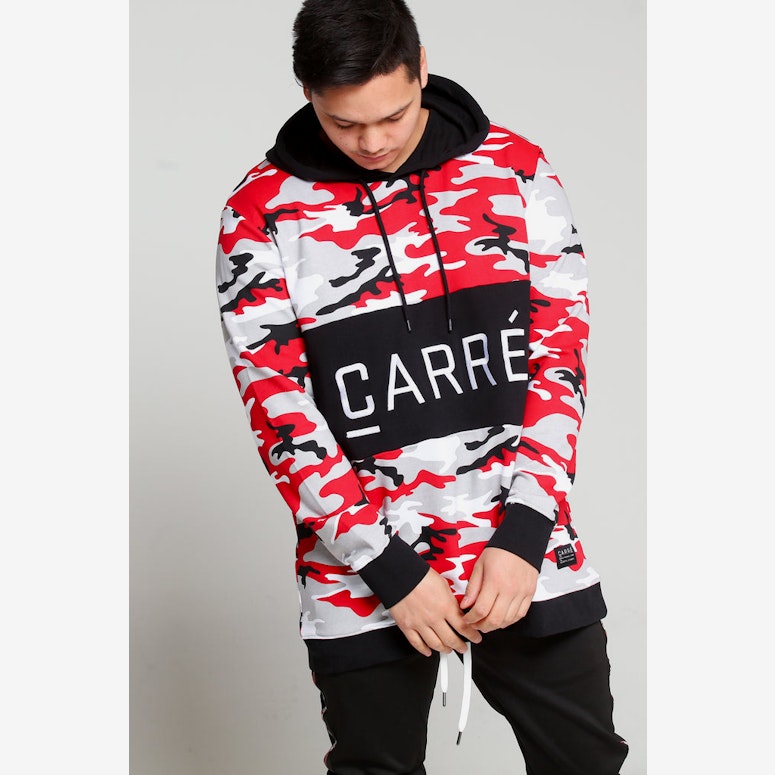 Carré Camo Rouge LS Hood Red Camo/Black