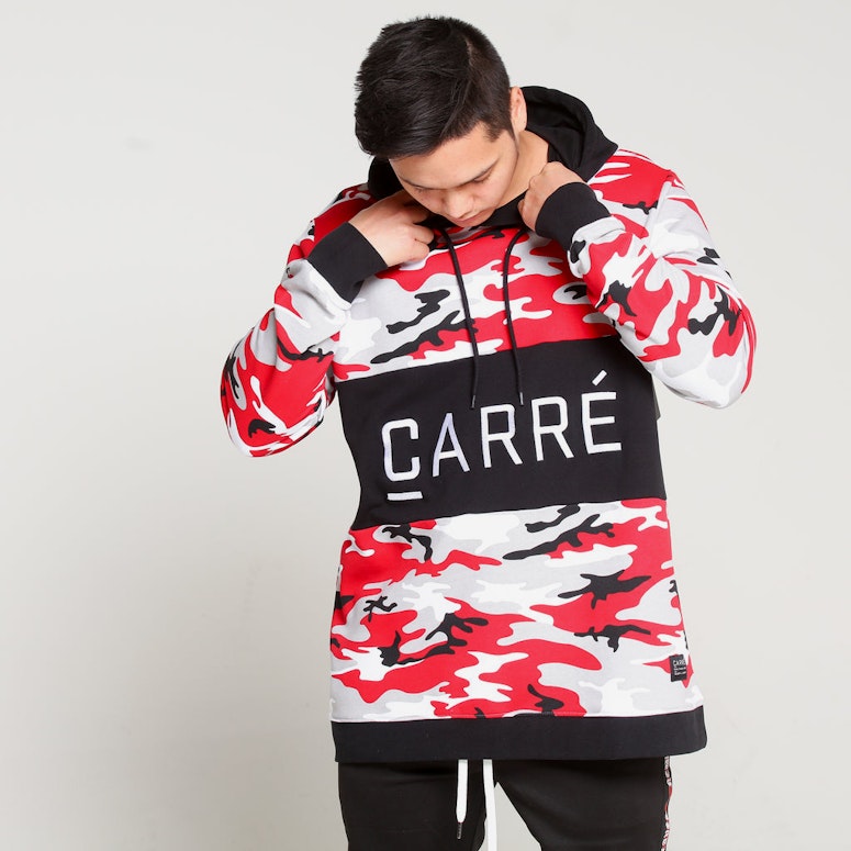 Carré Camo Rouge LS Hood Red Camo/Black