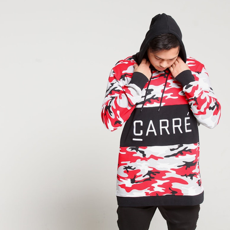 Carré Camo Rouge LS Hood Red Camo/Black