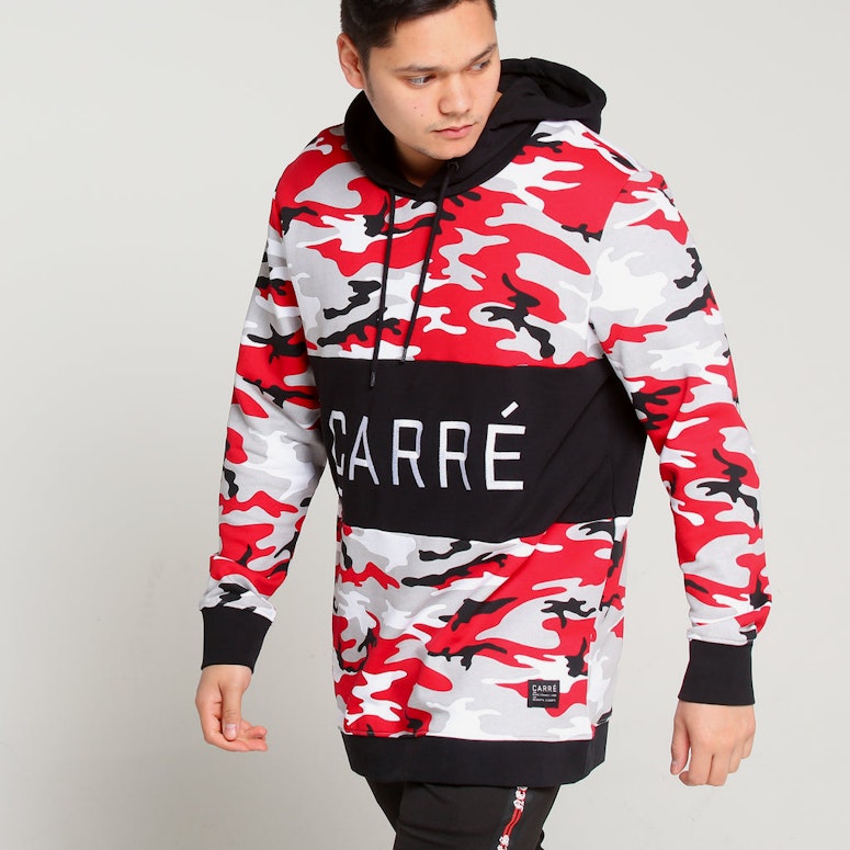 Carré Camo Rouge LS Hood Red Camo/Black