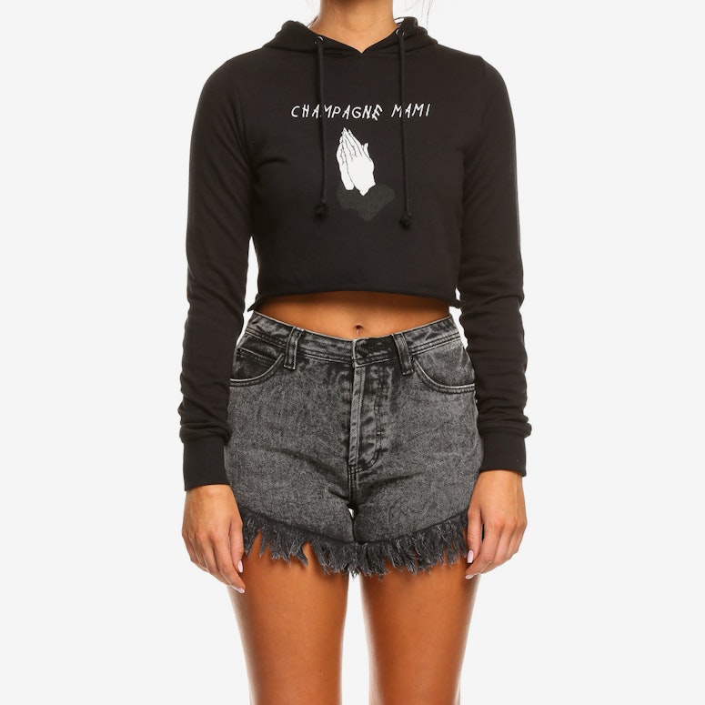 Goat Crew Champagne Mami Crop Hood Black