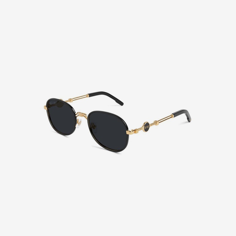 9FIVE St. Michael Black and 24k Gold Sunglasses Black/Gold/Black