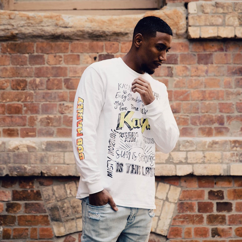 Bob Marley Kaya Lyrics LS Tee White