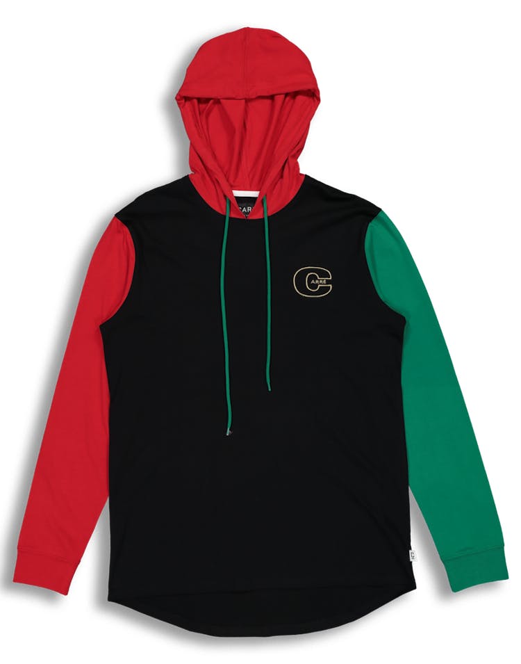 Carré Trois Hooded LS Tee Black/Red/Green