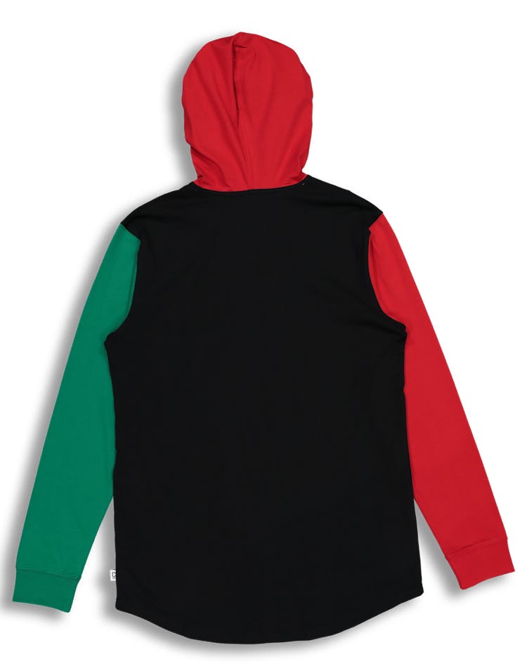 Carré Trois Hooded LS Tee Black/Red/Green