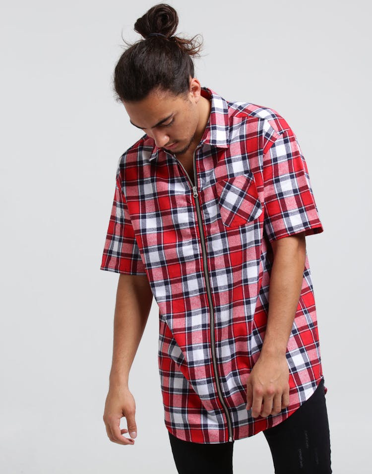 New Slaves ZIP Tartan SS Shirt Red/Black