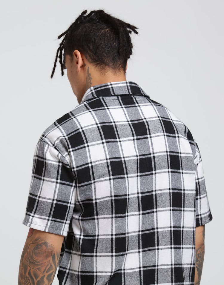 New Slaves ZIP Tartan SS Flannel Shirt White/Black