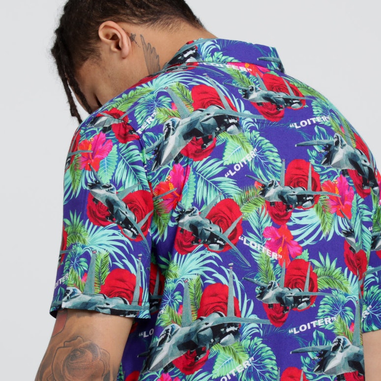 Loiter NYC Flowers And Fighter Jets Button Up Multi-Coloured