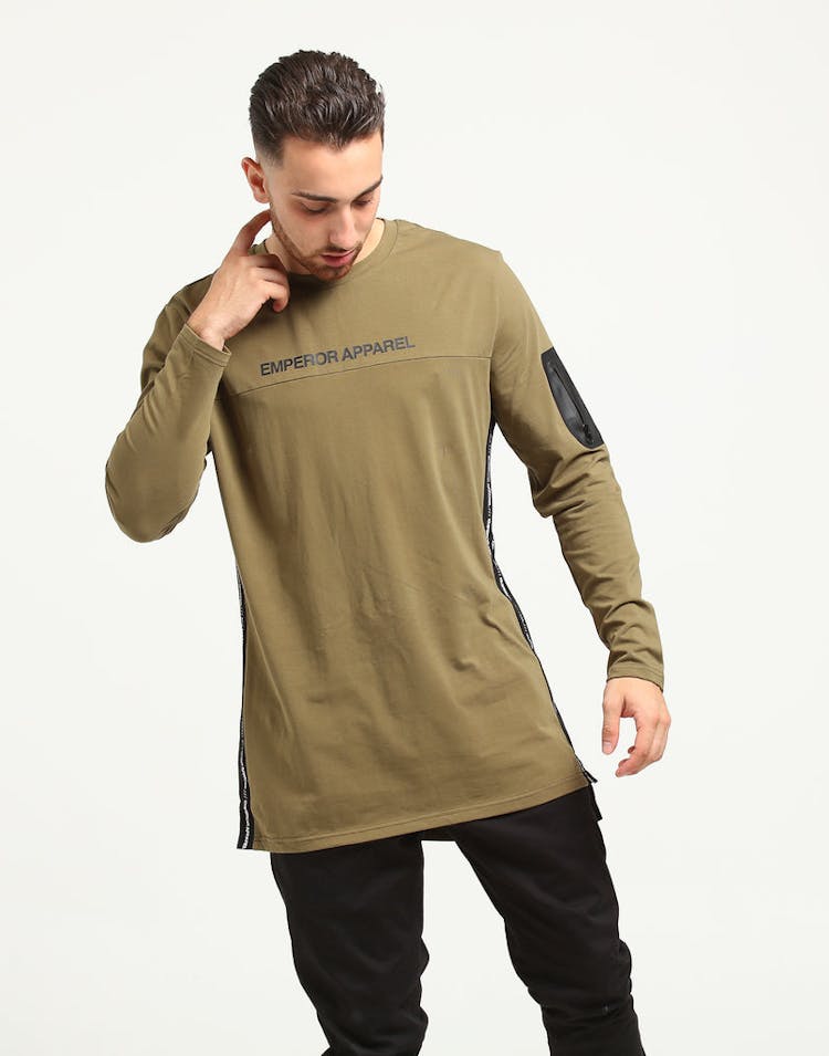 Emperor Apparel Sportstech Logo L/S T-Shirt Olive