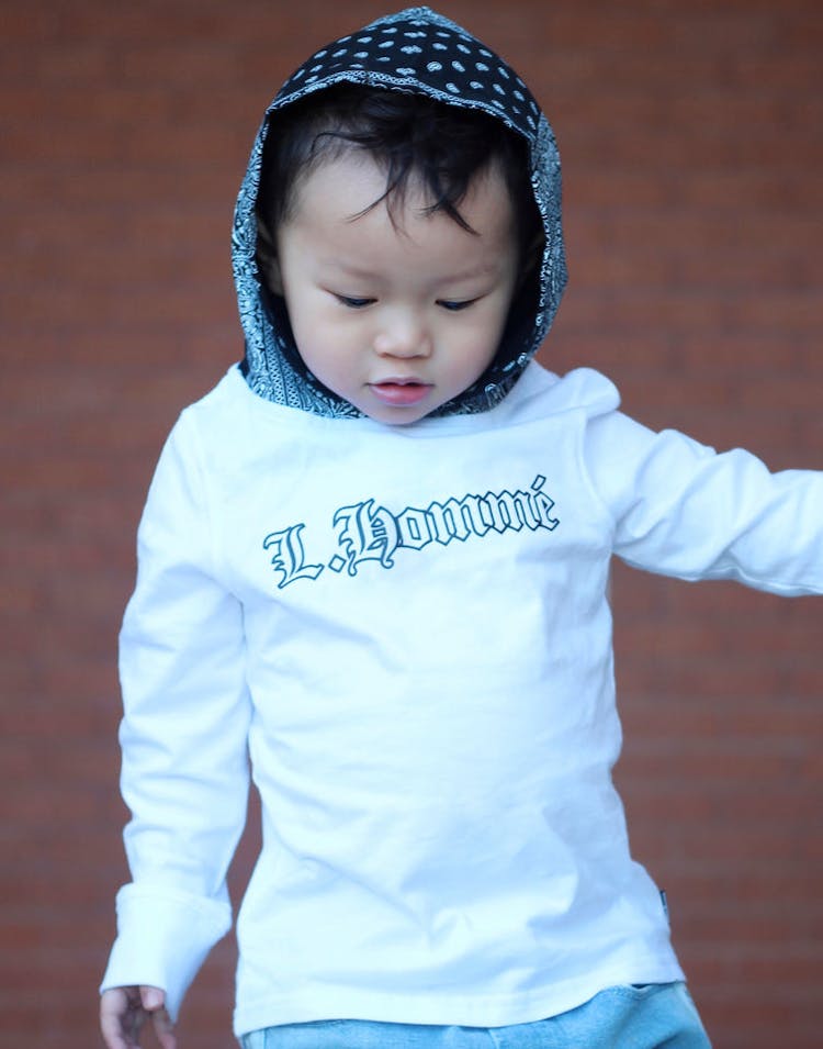 Lil Hommé LH Bandit LS Hooded Tee White/Black