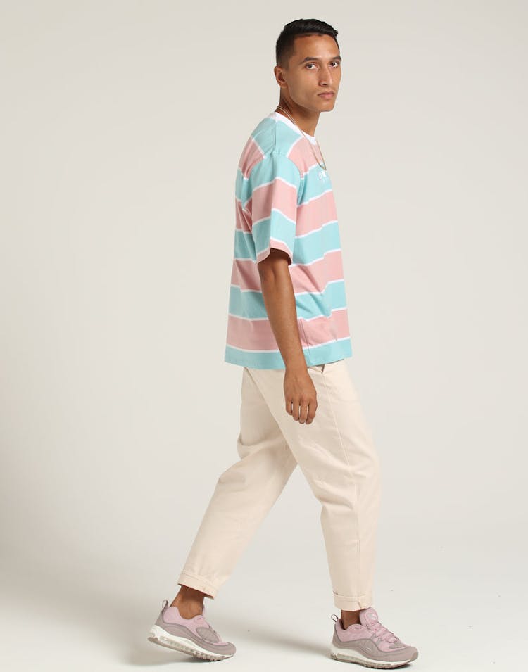 Loiter NYC Thick Stripe Tee Pastel Blue/Pin