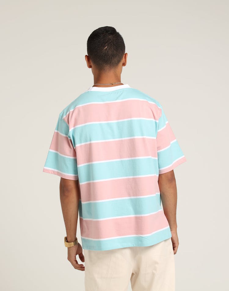Loiter NYC Thick Stripe Tee Pastel Blue/Pin